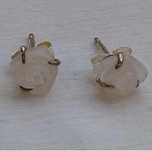 Pandora White Rose in Bloom Stud Earrings